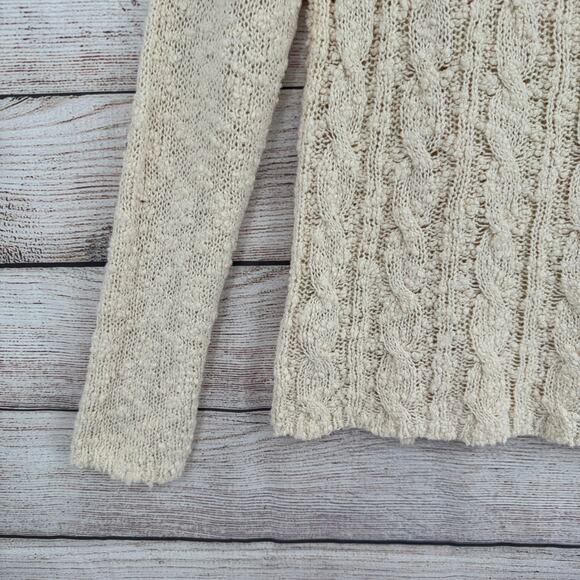 Anthropologie Yellow Bird Chunky Knit Sweater Womens Medium Cream Boat Neck - Picture 6 of 10
